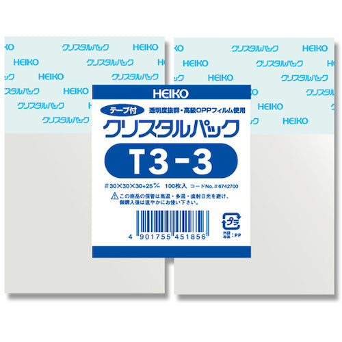 ＨＥＩＫＯ　ＯＰＰ袋　クリスタルパック　テープ付　Ｔ　３−３　１００枚入り　006742700　1 袋