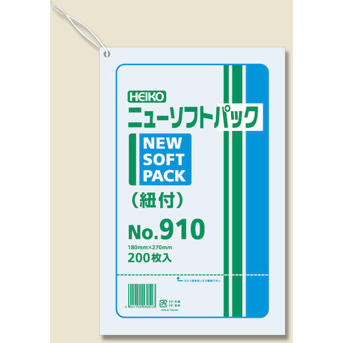 HEIKO 초박형 HD 폴리 가방 뉴 소프트 팩 No. 910 끈 부착 200장들이 006694810 1봉