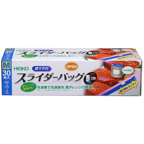 ＨＥＩＫＯ　フリーザーバッグ　スライダー式　底マチ付　Ｍ　３０枚入り　004749002　1 箱