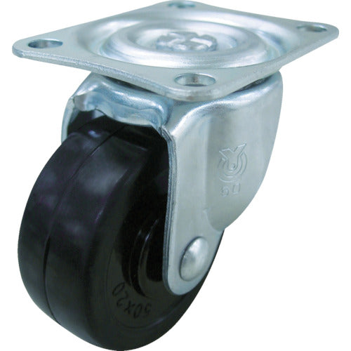 YUEI Plate-type Swivel Caster, Rubber, Wheel Diameter 32mm, G-Type, Mounting Dimensions 30 x 24, G-32R, 1 Piece