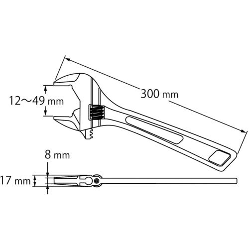 エビ　ハイブリッドモンキーレンチＸ　３００ｍｍ　ＵＭ４９Ｘ　UM49X　1 丁