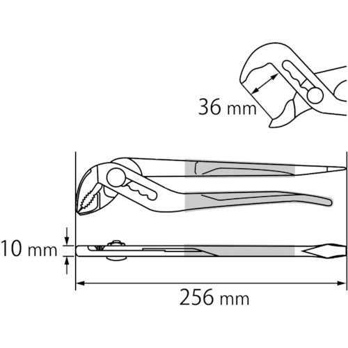 새우 워터 펌프 플라이어 앵글라스 스켈레톤 훈제 250mm WP250DS 1 丁