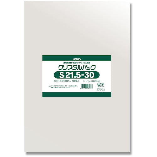 ＨＥＩＫＯ　ＯＰＰ袋　クリスタルパック　Ｓ　２１．５−３０　１００枚入り　006753029　1 袋