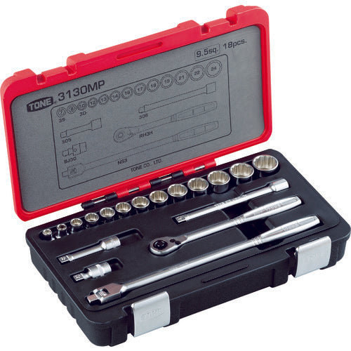 TONE 소켓 렌치 세트 삽입 각도 9.5mm 18점 세트 3130MP 1 S