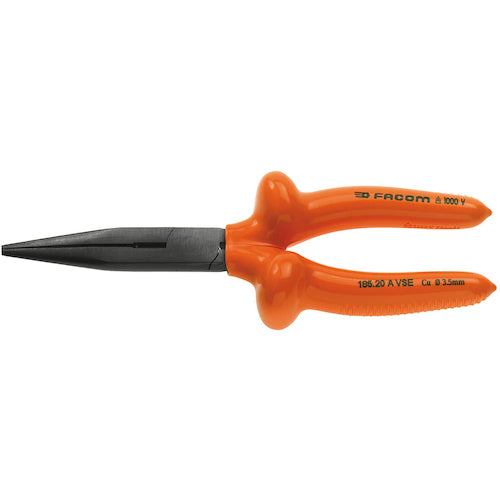 FACOM Insulated Tool Extended Half Round Straight Nose Pliers 200mm 185.20AVSE 1 pc
