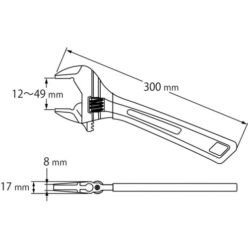 エビ　ハイブリッドモンキーレンチＸ　グリップ　３００ｍｍ　UM49XD　1 丁