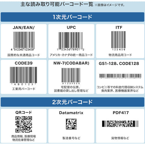 ＳＡＮＷＡ　２次元バーコードリーダー（ハンディタイプ）　BCR-2D5BK　1 個