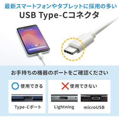 ＳＡＮＷＡ　ＵＳＢ　ＰＤ対応ＡＣ充電器（ＵＳＢ　ＴｙｐｅＣケーブル一体型１８Ｗ）　ACA-PD82W　1 個