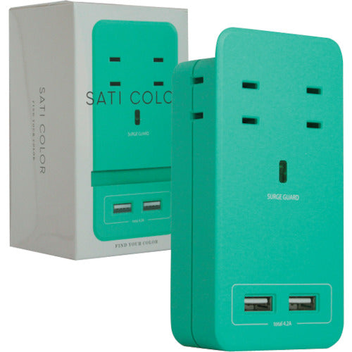 Fargo SATIO COLOR AC 4개 입 4.2A USB 라이트 블루 CT221LB 1개