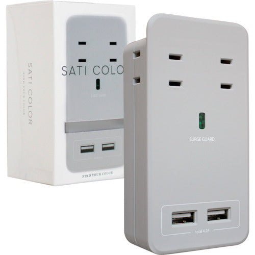 Ｆａｒｇｏ　ＳＡＴＩ　ＣＯＬＯＲ　ＡＣ４個口　４．２Ａ　ＵＳＢ　ライトグレイ　CT221GY　1 個