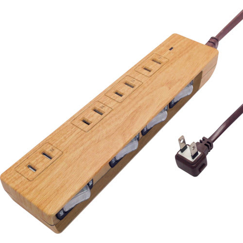 Fargo NATURAL WOOD TAP AC 4 outlets with individual switches, beige wood PT403BEWD 1 piece