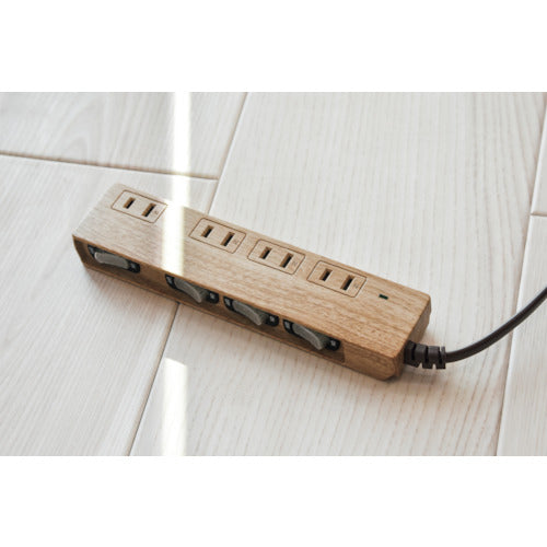 Fargo NATURAL WOOD TAP AC 4 outlets with individual switches, beige wood PT403BEWD 1 piece