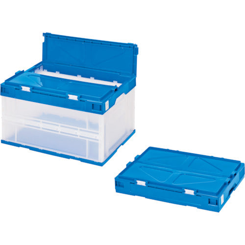 세키스이 접이식 컨테이너 에코 타입 뚜껑 일체형 투명×다크 블루 50리터 투명 블루 STSF5DB 1개