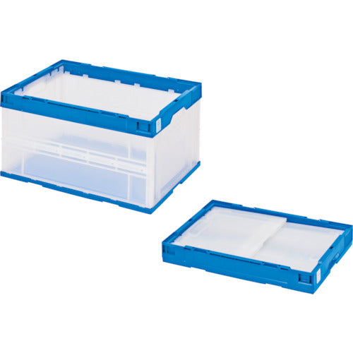 세키스이 접이식 컨테이너 에코 타입 뚜껑 없음 투명×다크 블루 75리터 투명 블루 STS7DB 1개