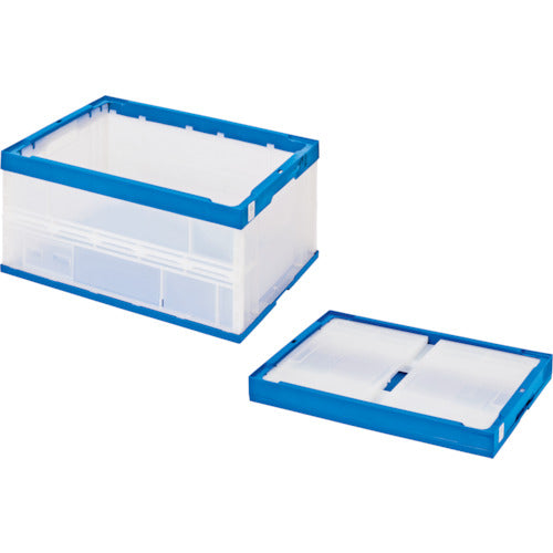 세키스이 접이식 컨테이너 에코 타입 뚜껑 없음 투명×다크 블루 50리터 투명 블루 STS5DB 1개