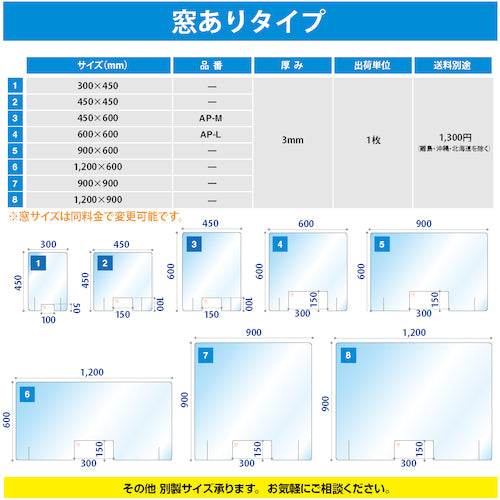 マグエックス　卓上アクリルパーテーション　窓付　９００×６００　AP-L　1 箱
