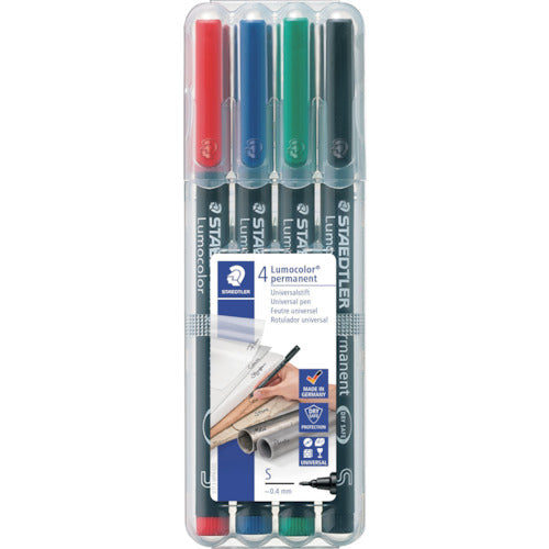 STAEDTLER Lumo Color Pen, Oil-Based, Ultra Fine Point, S, Set of 4 Colors, 313 WP4 1 S
