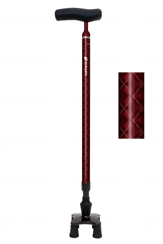 Shinano Easy 4-Point Cane 360 ​​Wine
