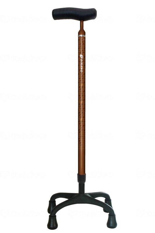 Shinano Soft Grip Carbon 4-Point Cane + Brown