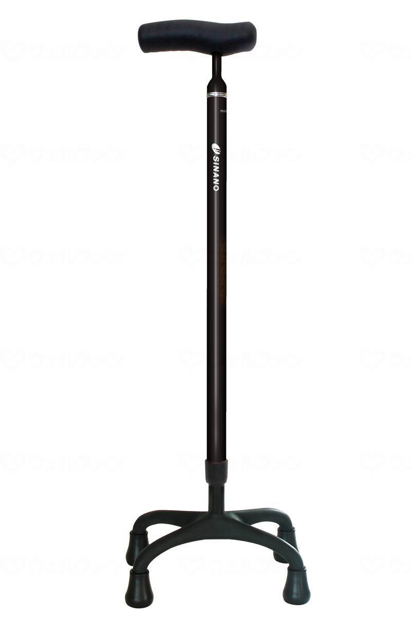 Shinano Soft Grip Carbon 4-Point Cane + Black