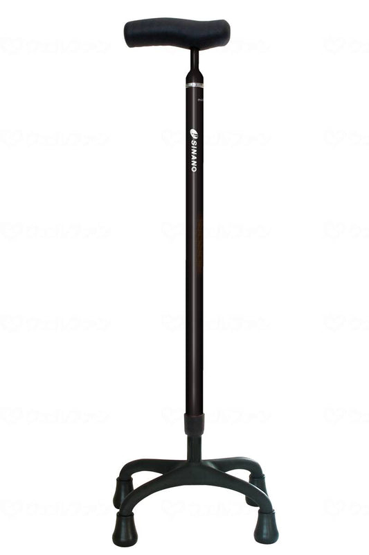 Shinano Soft Grip Carbon 4-Point Cane + Black