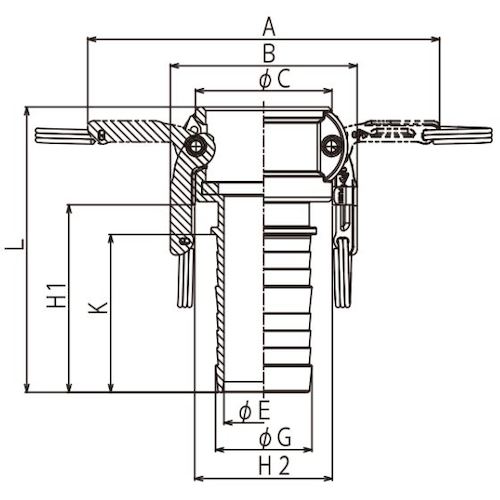 トヨックス　カムロック　ツインロックタイプカプラー　ホースシャンク　ステンレス　６３３−ＣＬ　２−１／２インチ　ＳＳＴ　633-CL-2-1/2-SST　1 個