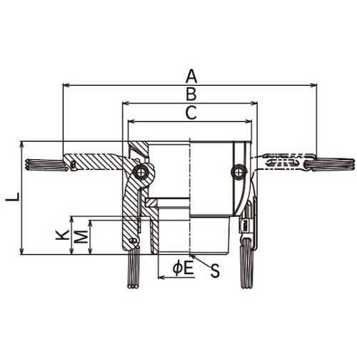 トヨックス　カムロック　ツインロックタイプカプラー　オネジ　樹脂　６３３−ＢＢＬ　１−１／２インチ　ＰＰ　633-BBL-1-1/2-PP　1 個