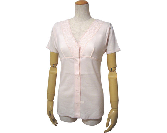 婦人ソフトカップ付三分袖前開きインナー（ワンタッチテープ式） / W491　M　ピーチ　1 枚