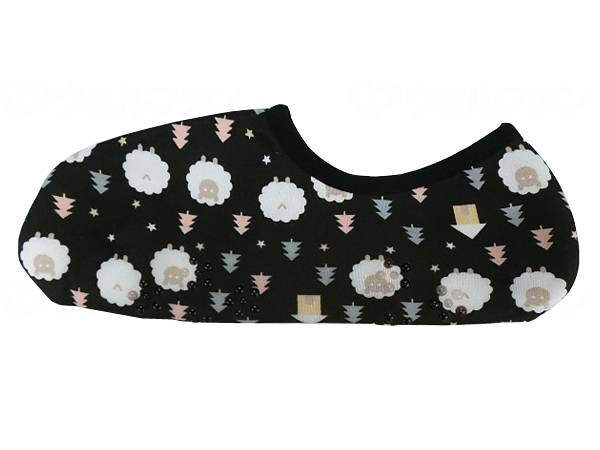 하라다 따뜻한 양말 따끈따끈 커버 양 무늬 블랙 23-25cm