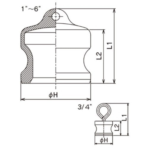 トヨックス　カムロック　アダプター　ダストプラグ　ブロンズ　６３４−Ａ　１−１／４インチ　ＢＲ　634-A-1-1/4-BR　1 個