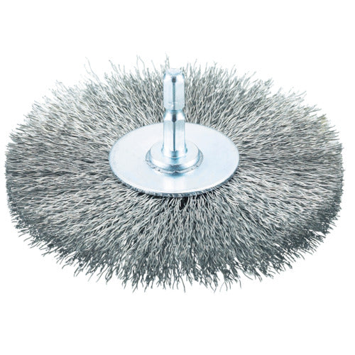 TRUSCO Shaft Wheel Brush φ100 x Shaft 6.35 Stainless Steel Wire 0.3 TB-6253-60 1 pc