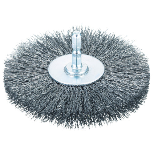 TRUSCO Shaft Wheel Brush φ100 x Shaft 6.35 Steel Wire 0.3 TB-6252-60 1 pc