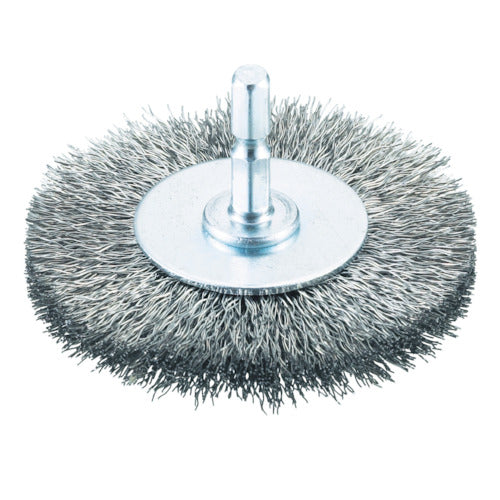 TRUSCO Shaft Wheel Brush φ75 x Shaft 6.35 Stainless Steel Wire 0.3 TB-6243-60 1 pc