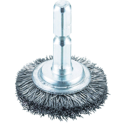 TRUSCO Shaft Wheel Brush φ32 x Shaft 6.35 Steel Wire 0.3 TB-6202-60 1 pc