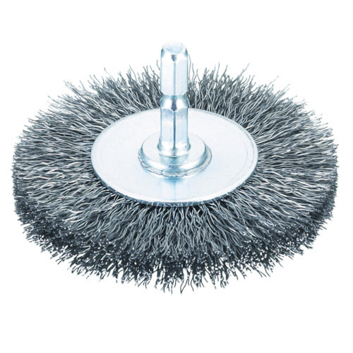 TRUSCO Shaft Wheel Brush φ75 x Shaft 6.35 Steel Wire 0.3 TB-6242-60 1 pc