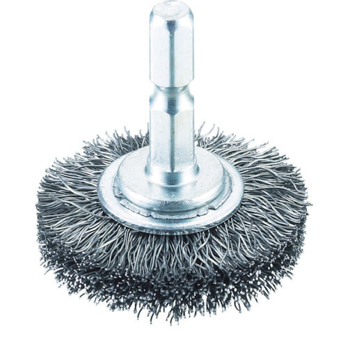 TRUSCO Shaft Wheel Brush φ38 x Shaft 6.35 Steel Wire 0.3 TB-6212-60 1 pc
