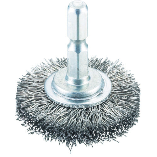 TRUSCO Shaft Wheel Brush φ38 x Shaft 6.35 Stainless Steel Wire 0.3 TB-6213-60 1 pc