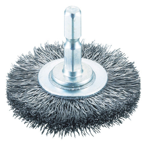 TRUSCO Shaft Wheel Brush φ50 x Shaft 6.35 Steel Wire 0.3 TB-6222-60 1 pc