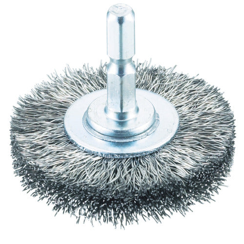 TRUSCO Shaft Wheel Brush φ50 x Shaft 6.35 Stainless Steel Wire 0.3 TB-6223-60 1 pc