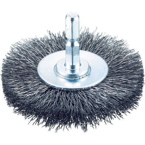 TRUSCO Shaft Wheel Brush φ65 x Shaft 6.35 Steel Wire 0.3 TB-6232-60 1 pc