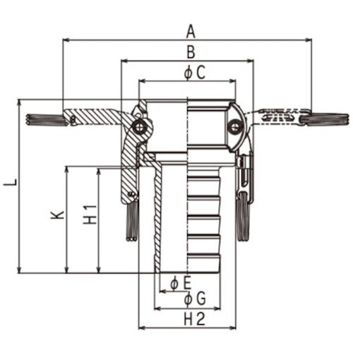 トヨックス　カムロック　ツインロックタイプカプラー　ホースシャンク（細め）　アルミ　６３３−ＣＴＬ　３インチ　ＡＬ　633-CTL-3-AL　1 個