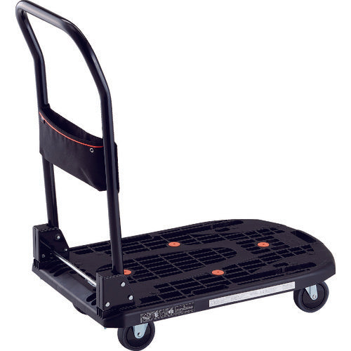 ＴＲＵＳＣＯ　樹脂台車　カルティオ（スチールハンドルタイプ）折畳　７８０Ｘ４９０　黒　布製ポケット付　MPK-720-NBK　1 台