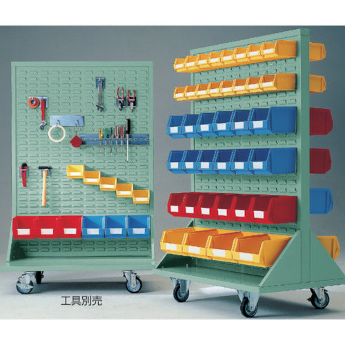 TRUSCCO 패널 컨테이너 랙 양면식 바퀴 부착 소X64중X24대X18 녹색 T-12224WN-C 1대