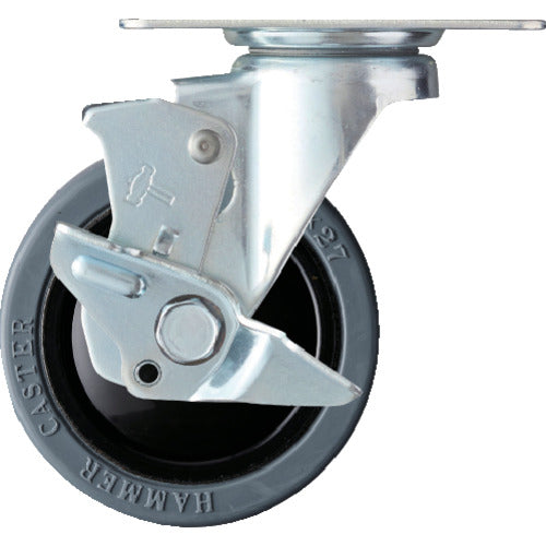 Hammer, silent swivel rubber wheel (nylon wheel, radial ball bearing), 100 mm, with stopper, 413BBE-FR100, 1 piece