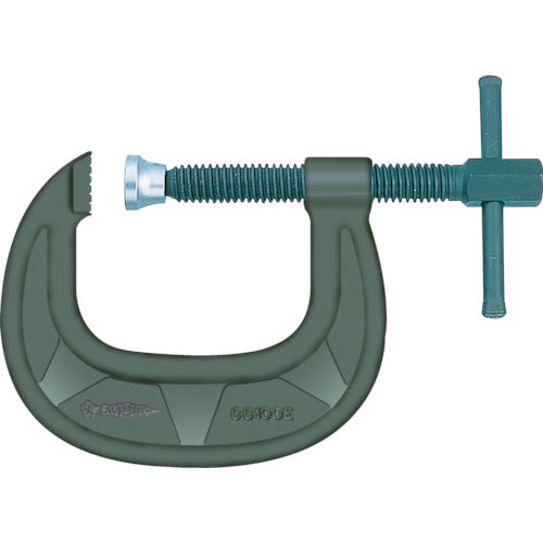 Super C-type clamp, strong wide type, 100mm, metallic gray baked finish, CC100E, 1 piece