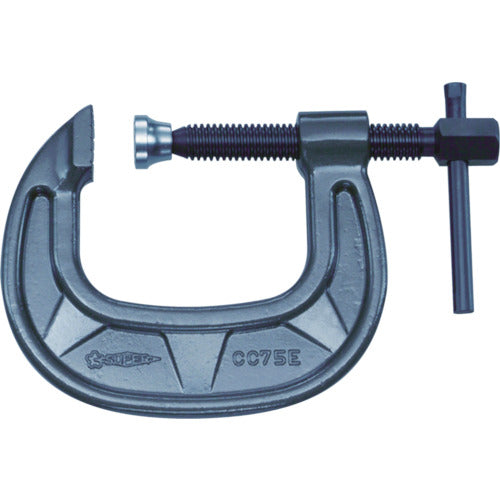 Super C-type clamp, strong wide type, 75mm, metallic gray baked finish, CC75E, 1 piece