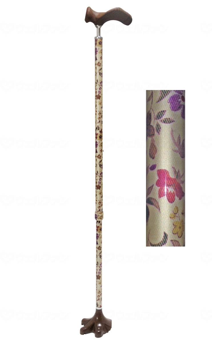 アシストインターナショナル孫の手ステッキ 花柄赤 左手用