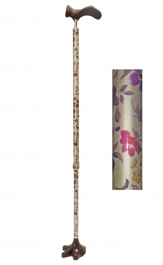 アシストインターナショナル孫の手ステッキ 花柄赤 右手用