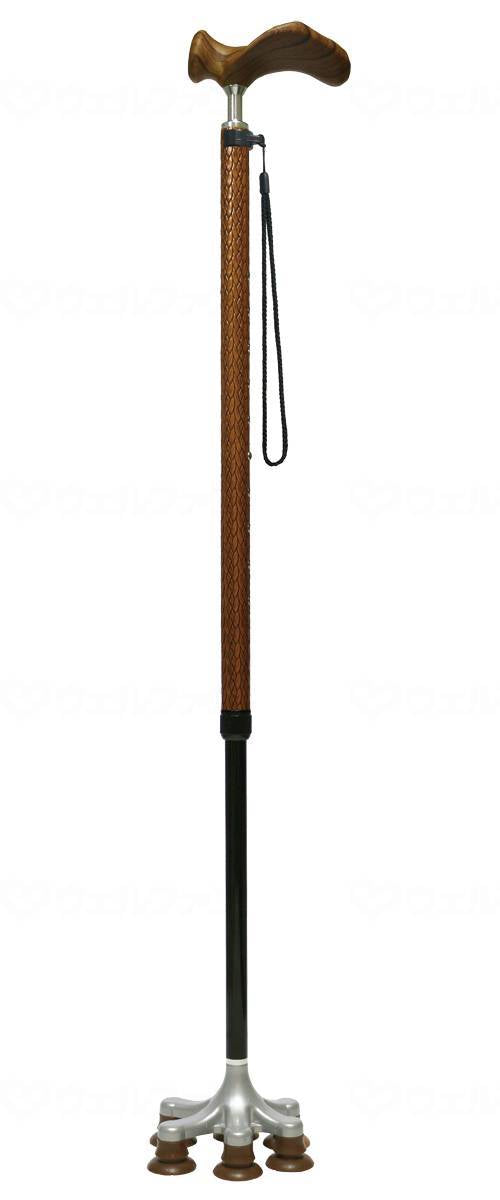 Assist International Assist Super Multi-Point Cane Angel Cane Premium Leather Brown Right Handed