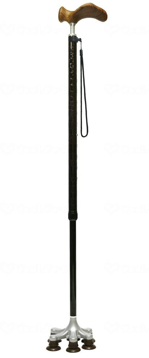 Assist International Assist Super Multi-Point Cane Angel Cane Premium Leather Black Right Hand